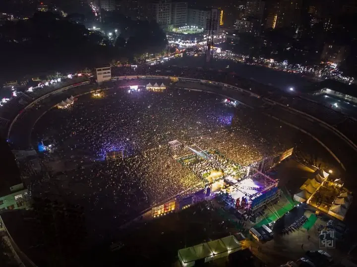 Aerial view of the Flower Fest Chattogram crowd